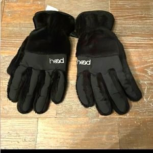 Head Thermal faux fur fleece gloves
